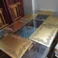 3 Pcs Leather Foam Table Mat Mats  set Placements Dressing Table Dining Table   | Square Crimson Color| 16"x 34". 