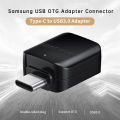 Original Samsung AC Type USB OTG Connector Usb-A Data Transfer Adapter For Galaxy S20 FE / S21 5G / S20 Ultra 5G / S20 + 5G / S20 /  S10e / S9 / Note20 5G / Note20 / Note10 5G / Note10 / A71 5G / A51 5G / A21 / A31 /A41 Converter Adapter. 