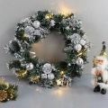 Garland Wreath Battery Operated Greenery Snowy Pine Cone Christmas Wreath Decor. 