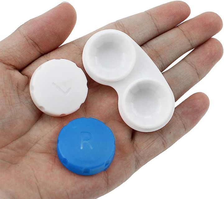 High Quality Optical Contact Lens Case, Lens Case, Contact Lens Box, Blue and White, Colourful Contact Lenses Set for Home, Travel, Soft Hard Contact Lens