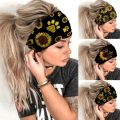 【Hengli jewelry story】2021 New Sunflower Pattern Headband Elastic Broadband For Girls Country Style Yoga Headband Hair Accessories. 