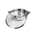Stainless Steel Hot Pot 20cm Diameter with  Glass Lid 1.9 Litre. 