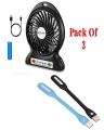 Pack Of 3 - 2 USB Computer Lights + Portable Fan-. 