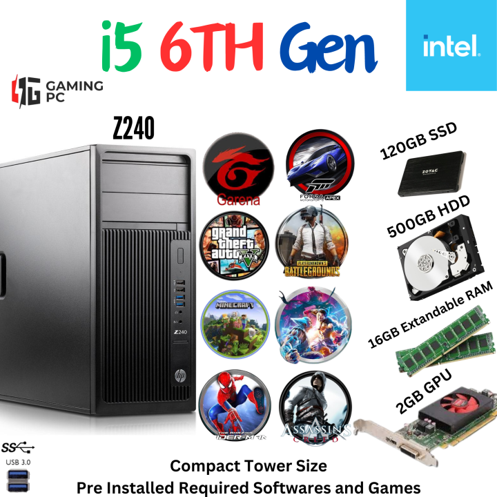 Gaming PC HP z240 with core i5 6th generation 16GB ddr4 /2GB Graphic Card/128  SSD/500GB