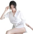MARGOUN Dress Lingerie Transparent Shirt Sleepwear Silk Chiffon Shirt Nightgown Women Nightwear M10. 