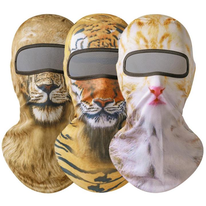 Breathable Balaclava Motorcycle Full Face Mask For Men Women 3D Animal Print Funny Halloween Neck Warm Dustproof Riding Headgear