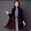 Human Comforts - Printed Casual Fleece Winter Shawl For Girls Poncho Style Shawl For Womens. 