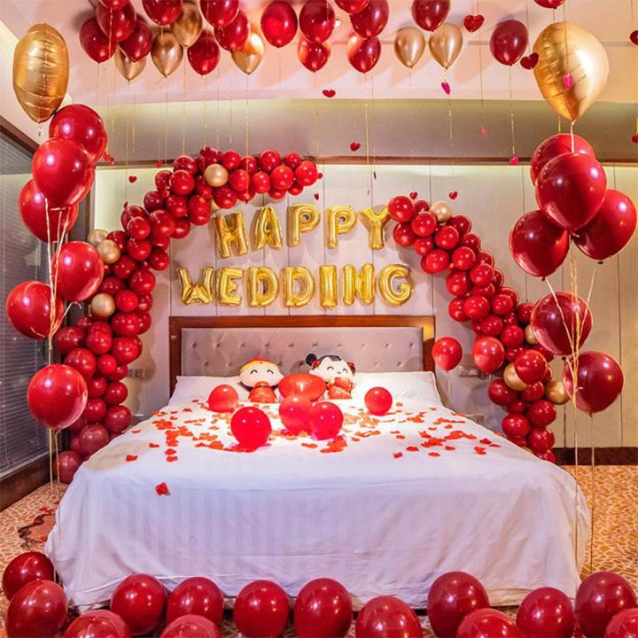 100 PCs Red Balloons Romantic Wedding Couple Room Decor