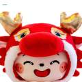 Cartoon Chinese Dragon Pillow Stuffed Animal Toy Cute for Housewarming Gift. 