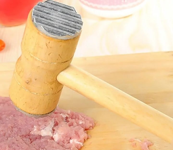 Meat Tenderizer Wooden Meat Tenderiser Hammer Mallet Kitchen Pounder Tool for Steak, Lamb, Chicken, Fish, Nuts, Ice & more
