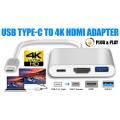 Type C 3.1 To HDMI USB3.0 4K Type C To HDMI Multi-Port Adapter. 