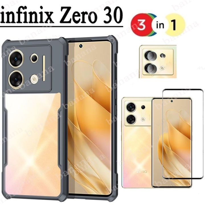 Phone Case Shockproof Infinix Zero 30 5G for Infinix Zero 5G 2023 Soft Casing Cover and 3 in 1 Camera Lens Glass Screen Protector