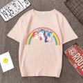 【ALLGOOD】 Korean Fashion Star Ceria Unicorn Rainbow Pony T-Shirt Men And Women Couple Loose Short Sleeve Spring Xia Xin. 