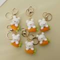 New Cute Cotton Wool Radish Rabbit Keychain Cartoon Hand-crocheted Key Ring Women Girl Lovely Bag Car Pendant Creative Gifts. 