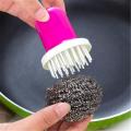 Special Discount Kitchen Stainless Steel Wire Ball With Long Handle Dishwashing Brush Cleaning Pot Ball Brush Home Kitchen Accessories Tools. 