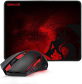 Redragon M601-WL-BA Wireless Gaming Mouse and Mouse Pad Combo, Ergonomic MMO 6 Button Mouse, 2400 DPI, Red LED Backlit & Large Mouse Pad for Windows PC Gamer (Black Wireless Mouse & Mousepad Set). 