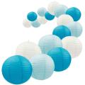 18Pcs Royal Blue Paper Lantern Set,Reusable Hanging Decorative Japanese Chinese Paper Lanterns,Easy Assembly. 