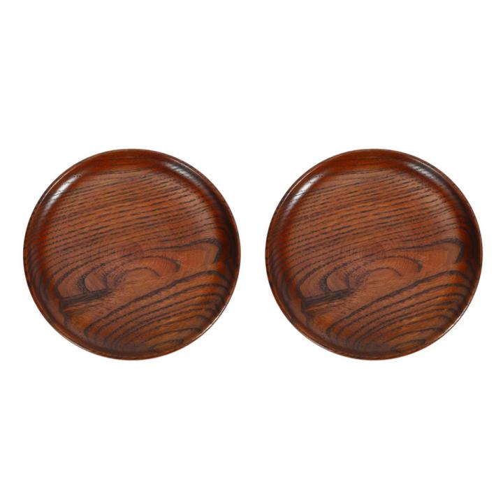 fasdaga 2X Tableware Household Smooth Wooden Bread Dish Tray Kitchen Utensils Seasoning Plate Round