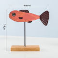 Livecity Fish Statue Exquisite Stable Wood Cute Fish Table Sculpture Stand for Home. 