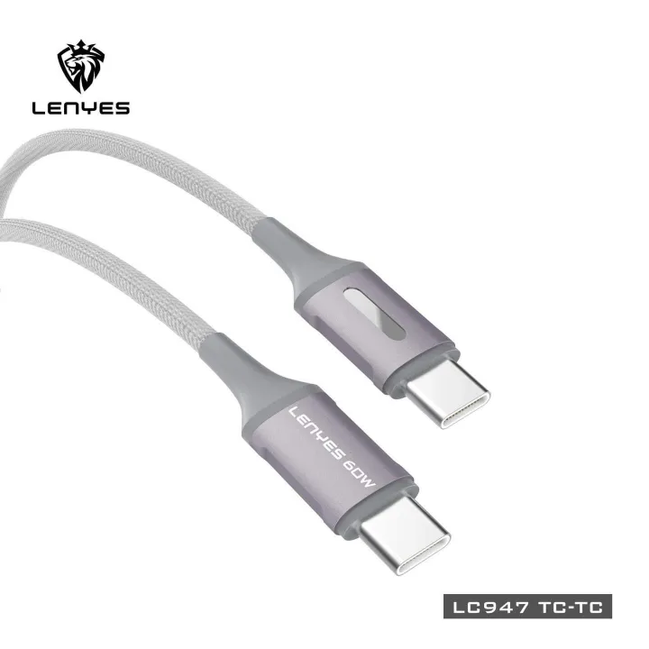 Lenyes%20LC947%20USB%20C%20to%20USB%20C%2060W%20USB%20Type%20C%20Fast%20Charging%20Nylon%20Braided%20Cord%20-%20Image%202