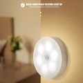 MIni Battery Powered Motion Sensor Night Light Magnetic Round Induction Night Lamp Eye Protection LED Smart Cabinet Light Bedroom. 