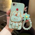 For OPPO F5 A79 F7 A3 F5 Youth Phone case 3D rabbit stereo stand electroplated soft case With bracelet. 