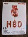 12 Pcs "HBD" With 3 Foil Alphabets | 1 Pcs Heart Shape Balloon | 3 Pcs Latex Balloons | 3 Confetti Balloons | 2 Pcs Metallic Balloons | Elegant Design "HBD" Foil Balloons With 12 Pcs | Beautiful "HBD" Foil For Your Event. 