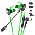 Plextone RX3 PLUS Type-C Interface In-ear Wired Game Earphones Pluggable Mic RGB Light Effect – Green. 