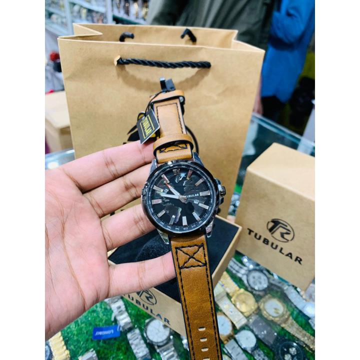 Tabular Watches | Watches For Men | Tabular Watches With  Box And Packing | Leather Strap Watches.
