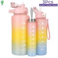 3pcs | 2pcs Motivational Water Bottle With Straw | 2L Gradient Color Drinking Water Bottle. 