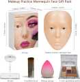 Makeup Practice Facial Board with Stand , 5D Silicone Full Face Practice Eyelash Eye Shadow, For Makeup Artist, Beginners,  Simulated Human Model Practice Makeup Face Reusable Practice Board For Teaching. 