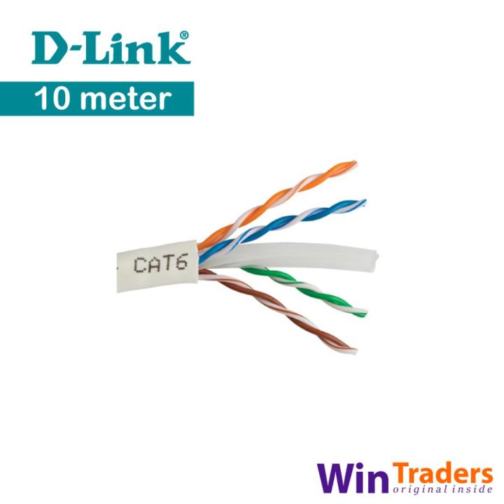 D-Link Ethernet Cable - Cat 6 - UTP - 24AWG - 10 Meter - Grey - Network Cable - LAN Cable - DLINK CAT6