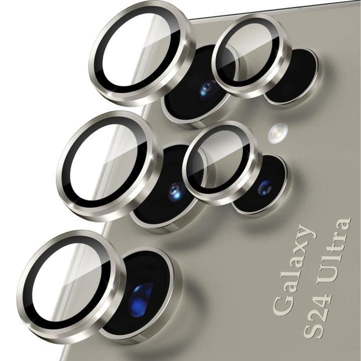 Camera Lens Protector for Samsung Galaxy S24 Ultra Individual Metal Ring Tempered Glass Camera Screen Protector for S24 Ultra