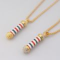 Fashion Barber Shop Pole 3D Barber Pole Chain Pendant Necklace Hip Hop Barber Hairdresser Gothic Necklace Jewelry. 