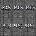 White 3D Led Digital Clock Snooze Bedroom Desk Alarm Clocks 24/12 Hour Display Home Decoration Hanging Wall Clock Calendar Thermometer Voice Control Backlight  Time Temperature Display For Bedroom Office Living Room Home Decor Gift Nightstand Bedside. 