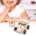 DIY Mini Control Car Toy, Experiment Project Learning Toy, Wooden Car Vehicle Model for Gifts Boys. 