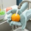 Magic Dish washing Gloves with Scrubber, Silicone Cleaning Reusable Scrub Gloves for Wash Dish Kitchen Bathroom. 