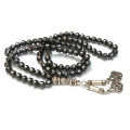 Sang e hadeed Stone Tasbeeh 33 & 100 Beads (Size 6MM) - Turkish Design Tasbih ( hematite ) muslim hadeed  e chini ( seeni ) zikr prayer Tasbeeh - handmade Rosary 6mm tasbi counter Stress Relaxation. 