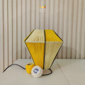 Table Lamp - Golden Globe - Handmade with yellow threads. 