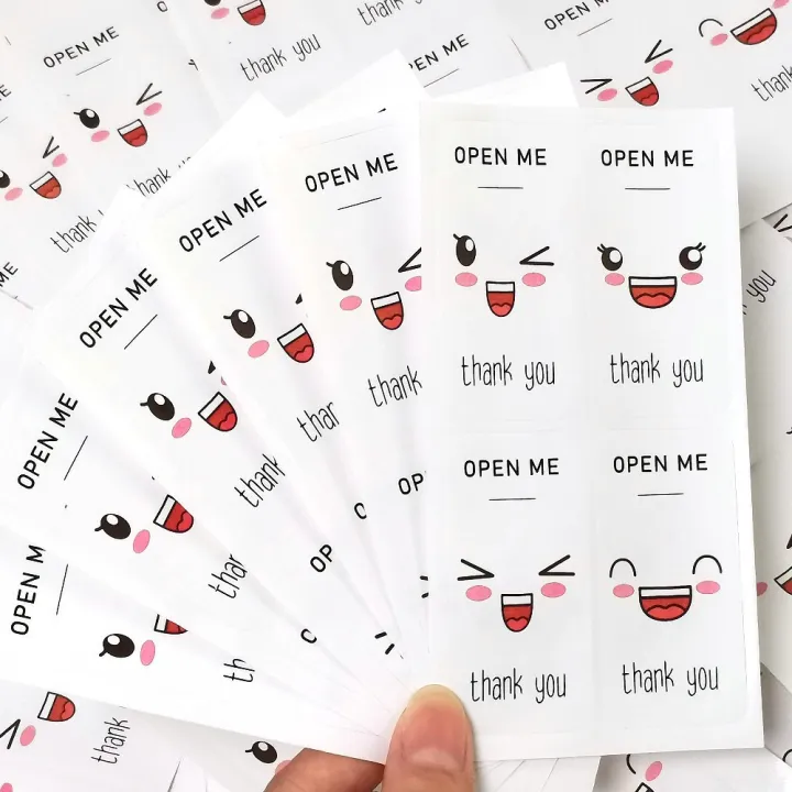 40-100pcs%203x6cm%20OPEN%20ME%20Cute%20Smiley%20Emoji%20Thank%20You%20Stickers%20For%20Small%20Business%20Commodities%20Package%20Decoration%20Sealing%20Labels%20-%20Image%205