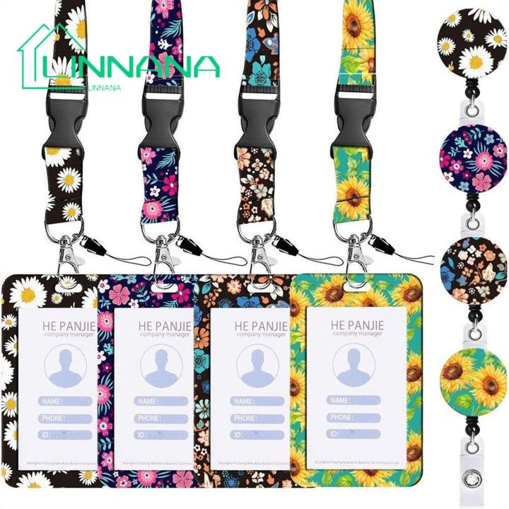 Thick Soft Polyester Lanyard Sunflower Design Id Card Holder with Lanyard Stylish Multi-functional Badge Holder for Hidden Disabilities Stretchable Trendy Perfect for Southeast Asian Buyers Flower