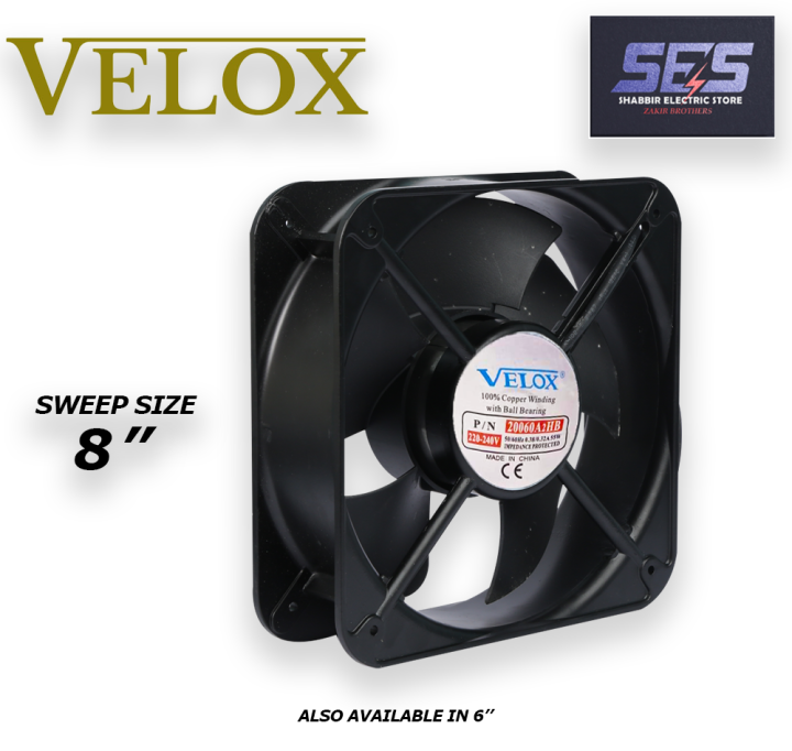 Velox 220V 8 inch 100% Pure copper wire Metal Exhaust Panel Fan / Cooling Fan (Square) - Imported for Bathroom | Kitchen