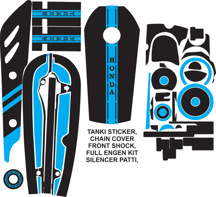 honda 125 cc full bike protection stickers in matt black and glossy black