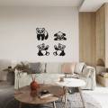 3D Wooden Wall Art 4 Pieces Wooden Panda Room Decoration Pair of Panda Wall Art Beautiful Wall Decor for Bedroom for Home and Shop - Wooden Wall Decor. 