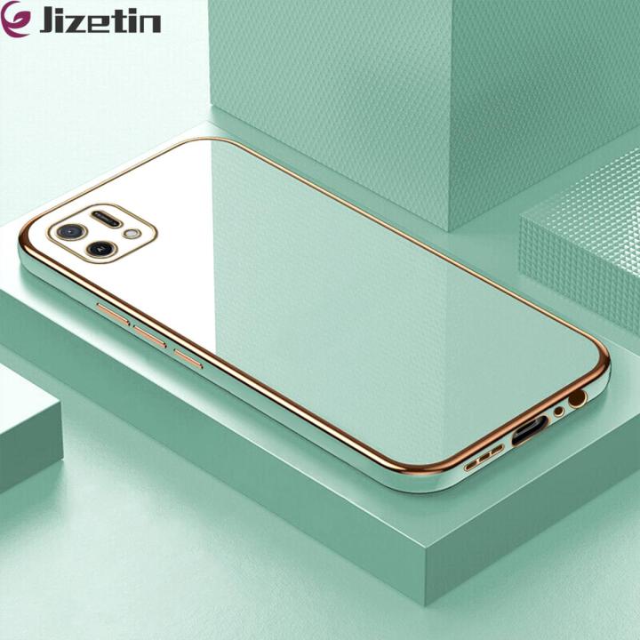 Jizetin (Free Lanyard) for OPPO A16K / A16e Back Cover Luxury 6D Plating Case Side Pattern Soft Silicone Square Mobile Phone Cases