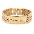 Personalize Custom Name Men Stainless Steel Bracelet watch band Black Smooth Engrave Logo Id Bracelets Gift Jewelry. 