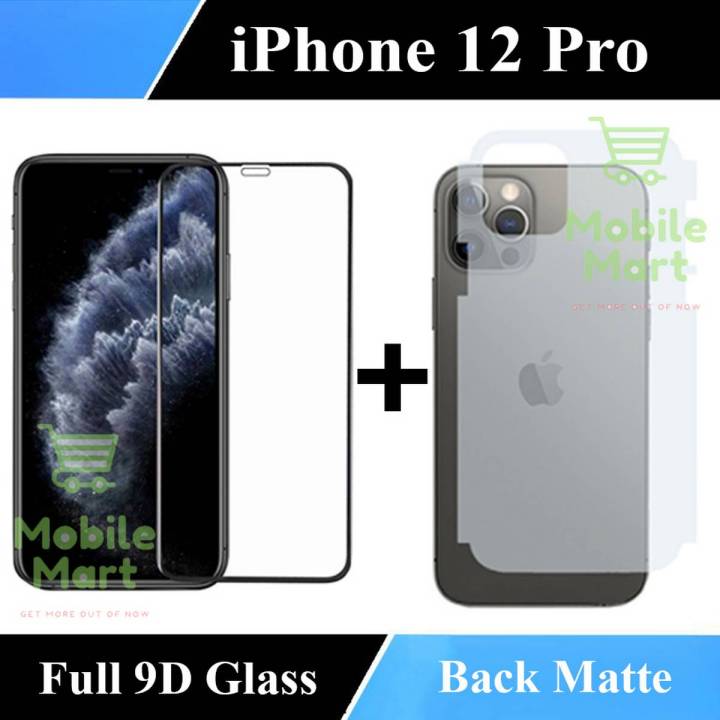 Apple IPhone 12 Pro Full Black 9D10D11D21D5D6D Tempered Glass Edge to Edge  Full Glue Screen Protector Back Matte Protector Soft Skin Sheet Soft Film 