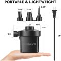 Electric Air Pump, Portable Electric Balloon Pump for Inflatables with 3 Nozzles, 130 W Quick-fill Electric Pump for Swimming Pool Outdoor Toy Car Camping, Black. 