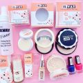 12PCS Bridal Makeup Deal - Makeup Fixer - Foundation Stick - Compact Powder - Loose Powder - Pan Cake - Kajal - 2Pcs Nail Polish - 3Pcs Sponge. 