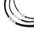 Men's Leather Cord Choker Necklace 20" Black Braided Rope Jewelry Making Stainless Steel Clasp. 